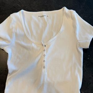 Abercrombie & Fitch White Short Sleeve Body Suit
